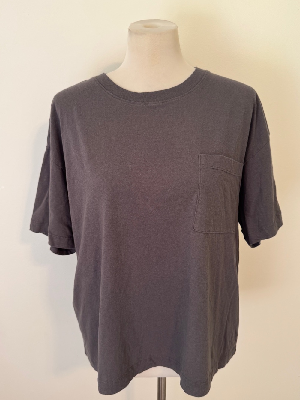 Jenni Kayne Vintage Pocket Tee XL Charcoal Recycled Cotton Made USA tshirt